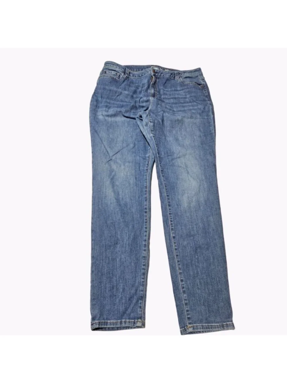Womens Curvy Skinny Jeans Plus Size 18 Long Mid Rise Medium Wash Denim Pants